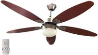 Plafondventilator Ø 130 cm 5 vleugels met afstandsbediening licht omkeerbaar 70 W hout winterfunctie timer 3 snelheden