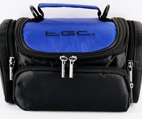 TGC Nieuwe ® Dreamy Blue & Black Deluxe Schoudertas voor de Pentax 645D Camera & Accessoires - Kabels - Oplader - Batterijen - Geheugenkaart - Etc.