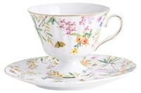 Merkloos Vintage Porseleinen Mok met Schotel en Gouden Rand