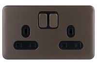 Schneider Electric GGBL3020WSSS Lisse Deco 2G 13A Sw Socket WSS, 240 V Mocha Bronze, Black Insert