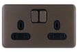Schneider Electric GGBL3020WSSS Lisse Deco 2G 13A Sw Socket WSS, 240 V Mocha Bronze, Black Insert