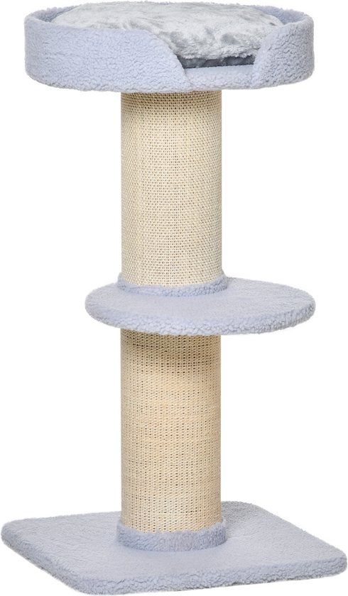 PawHut Kattenboom - Krabpaal met Platform - Sisal & Pluche - 91 cm - D30-269