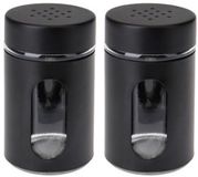 Excellent Houseware Moulin à poivre / sel - 2x - verre - noir - 94 ml
