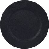 Merkloos / Sans marque 2x Ronde onderzet borden zwart met glitters 33 cm - onderborden