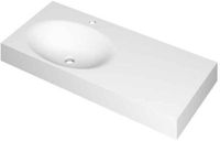 Wastafel INK Smooth Wastafel Polystone Links met 1 Kraangat - 1000x450x90 mm - Mat Wit