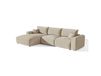 Canapé d'angle gauche convertible express 5 places tissu tramé doux beige