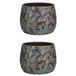 Mica Decorations Set van 2x keramiek aardewerk bloempotten 13 x 16.5 cm flakes koper