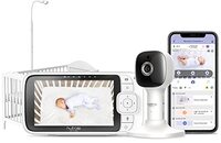 HUBBLE CONNECTED Nursery Pal SkyView babyfoon met camera, 5-inch scherm, kinderbedhouder, 7-kleuren nachtlampje, infrarood nachtzicht, tweeweggesprek, kamertemperatuursensor en smartphone-app