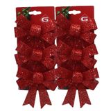 Gerimport ornements de Noël nœuds - 6x p - rouge - 6x13 cm