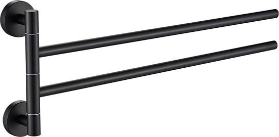 Plieger Vigo Handdoekhouder 45 cm Mat Zwart - Dubbel Handdoekrek - 10 Jaar Garantie