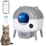 Garvee Zelfreinigende kattenbakvulling, 66 l, verbeterde automatische kattenbak met app, veiligheidssensoren, knelt niet, 6 verstelbare omgevingslampen, intelligent toilet voor katten