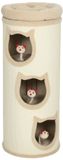 MODFU Krabpaal 96 cm van sisal en pluche, met 3 huisjes, afneembaar pluche bed en hangende speelmuizen, crème