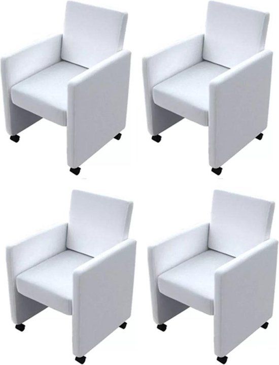 vidaXL Eetkamerstoelen 4 stuks Kunstleer Wit