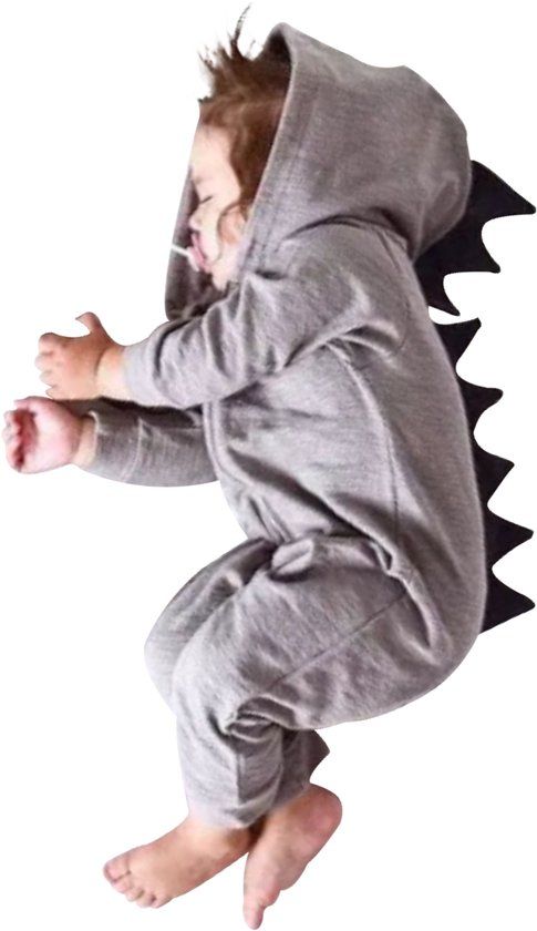 Budino Baby Pyjama Romper Onesie Dinosaurus Dino Draak Dier - Grijs - 3 jaar