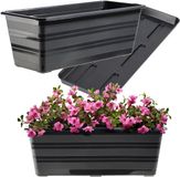 KADAX Wamat, 40 cm, met onderzetters, antraciet, balkonpot van kunststof, weerbestendige plantenbak, bloempot, balustrade voor bloemen, kruiden