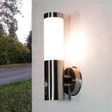 Applique murale d'extérieur avec détecteur de mouvement, acier inoxydable, IP44, E27, hauteur 34 cm