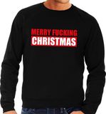 Bellatio Decorations Foute kersttrui - sweater - Merry Fucking Christmas - zwart - Heren - Maat M