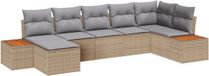 vidaXL Tuinbank Set Beige Poly Rattan 7-delig Inclusief Tafel