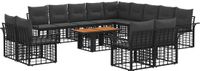 vidaXL Tuinbank - Set - 14 - st - Zwart - en - Donkergrijs - poly - rattan