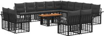 vidaXL Tuinbank - Set - 14 - st - Zwart - en - Donkergrijs - poly - rattan