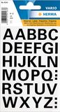 HERMA 4163 letterstickers A - Z, weerbestenddig (lettergrootte 15 mm, 1 vellen, folie) zelfklevend, permanente klevende alfabet sticker, 36 etiketten, transparant/zwart