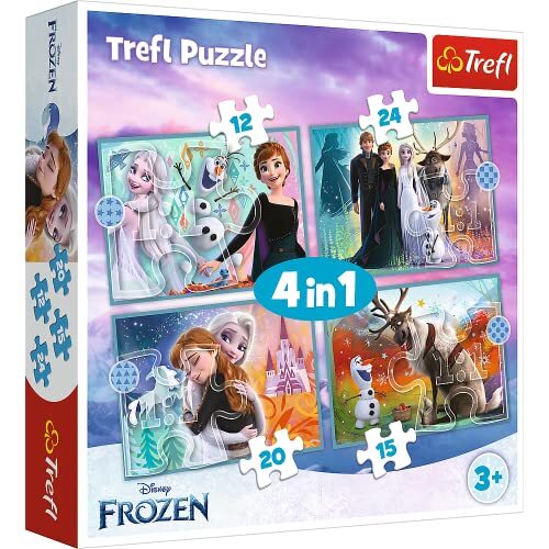 Trefl 34381 - De Ongelooflijke Wereld Van Frozen - 4 In 1 Puzzel, Disney Frozen 2, Met Hoge Kwaliteitsafdruk Voor Kinderen Vanaf 3 Jaar