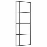 vidaXL Schuifdeur - 76x205 cm - Mat - ESG-glas en Aluminium - Zwart