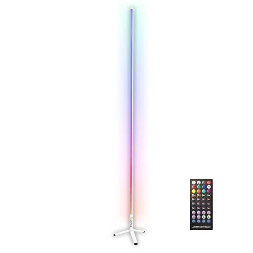 Ibiza MAGIC-COLOR-STICK-1.5WH - - Witte RGB LED TUBE op statief met 17 standen: 5 meerkleurige effecten, 5 geluidsstanden, 7 vaste kleuren, voor gaming, muziek en films