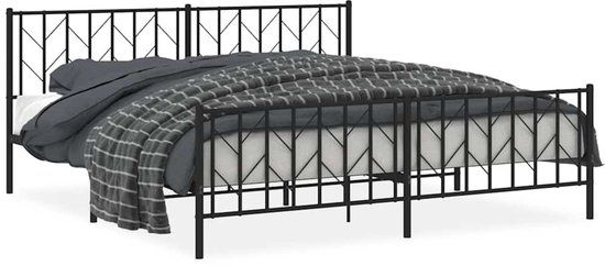 vidaXL Bedframe met hoofd- en voeteneinde metaal zwart 193x203 cm