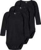NAME IT NBNBODY 3P LS SOLID NOOS - Baby Bodies - Zwart - Unisex - Maat 68 - Set van 3