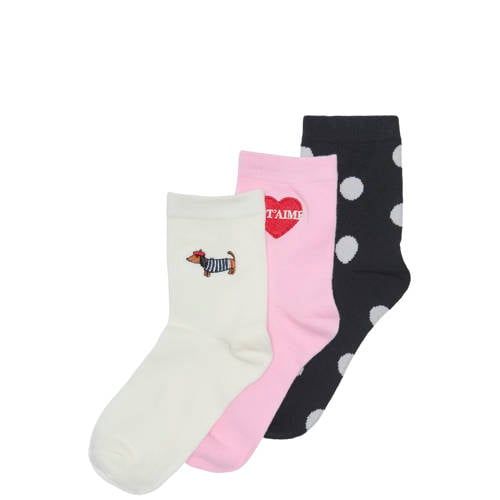 ONLY KIDS ONLY GIRL KOGINE sokken met stippen - wit/roze/zwart