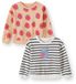 Minoti sweater meisjes 2-pack met appelprint en streep - katoen - wit