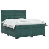 vidaXL Boxspringbed met matras, donkergroen, 140 x 200 cm, fluweel