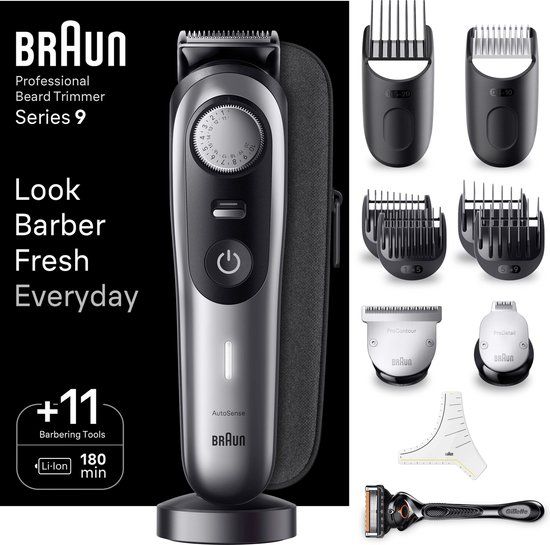 Braun Series 9 BT9440 - Baardtrimmer - Chrome - 7 opzetstukken - 180 min. gebruiksduur