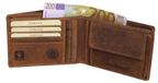 Elzusha - Portefeuille en cuir vintage avec pochette à monnaie de 12 cm en marron