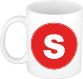 Bellatio Decorations Shoppartners Bv Koffie mok met de letter S - beker - rood - 300 ml