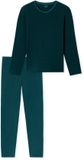 SCHIESSER - Pyjama lang - Heren - Petrol - Gestreept - Lange mouw - 55% Modal, 35% Polyester, 10% Elastaan - Maat 52