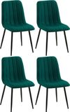 CLP Dijon Set van 4 Eetkamerstoelen - Zonder armleuning - Metaal onderstel - grijs Stof