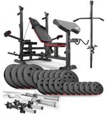 Banc de musculation - Avec haltères 105 kg - Haltères longs, courts et curl - Hs-1075