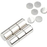 vasalat Set van 12 ronde neodymium magneten vernikkeld met zelfklevende metalen schijf Ø 8 mm