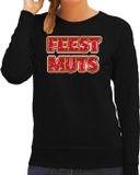 Bellatio Decorations Foute kersttrui/sweater voor dames - feest muts - zwart - kerstmis XXL