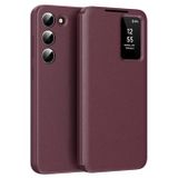 Samsung Étui à rabat Smart Clear View avec fente pour carte pour Galaxy S23+ - Vin Rouge