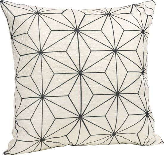 QUVIO Sierkussen Ster Patroon - 45x45cm - Zwart/Beige