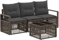 vidaXL Tuinbank - Set - 4 - st - Grijs - poly - rattan