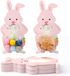 50 sachets cellophane avec lapins de Pâques et cartes de vœux lapins de Pâques roses