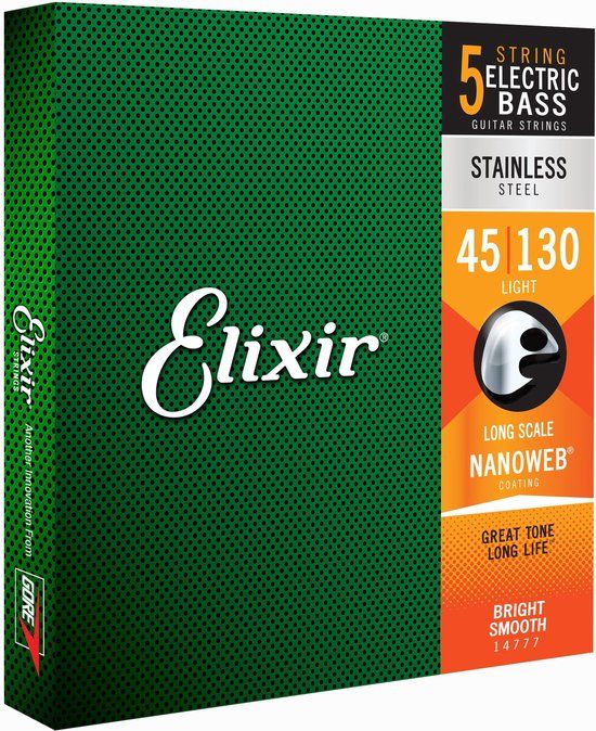 Elixir 14777 Nanoweb Stainless Steel 5-String Light