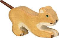 Holztiger Leeuw Klein Spelend Houten Figuur