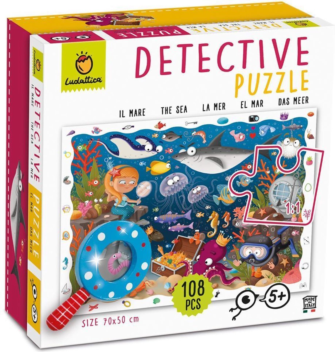 Ludattica Puzzel Detective 70 X 50 Cm Karton/hout 108 Stukjes