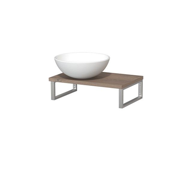 Maxaro Toiletmeubel met Waskom Keramiek Modulo Middenbruin Eiken 41 cm Wandbeugels RVS