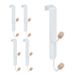 Relaxdays 5-delige set deurhaken, bamboe en metaal, wit/naturel